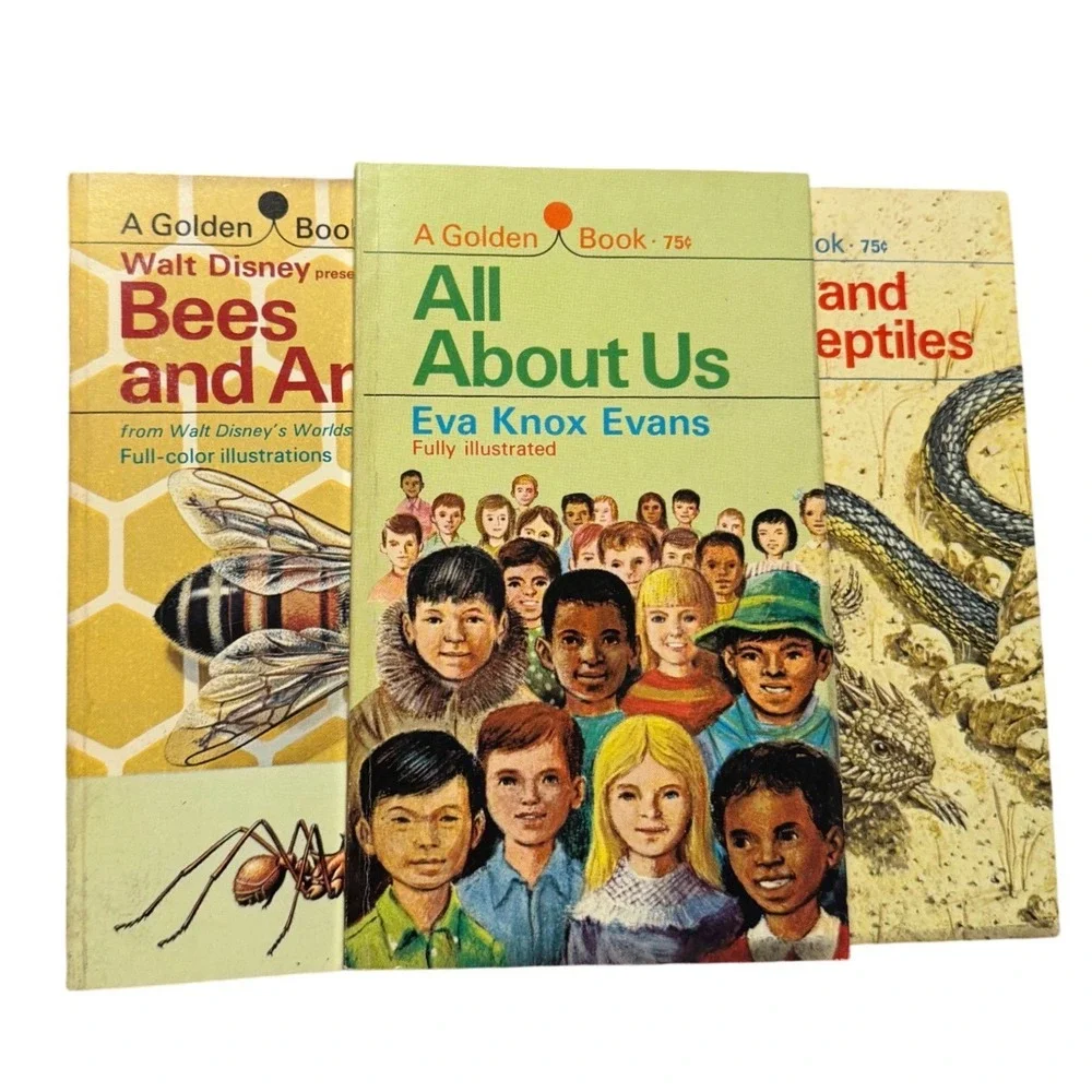 Golden Books Vtg Paperback‎ Lot Bees Ants Snakes All About Us 1960s 3pc Set